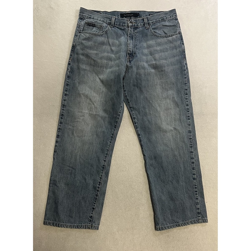 Calvin Klein Jeans Men's 36x30 (Fits 35x27.5) Relaxed Straight Leg Blue Denim